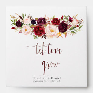 Enveloppe Paquet de graines Marsala Pivoine Cadeau de Mariag