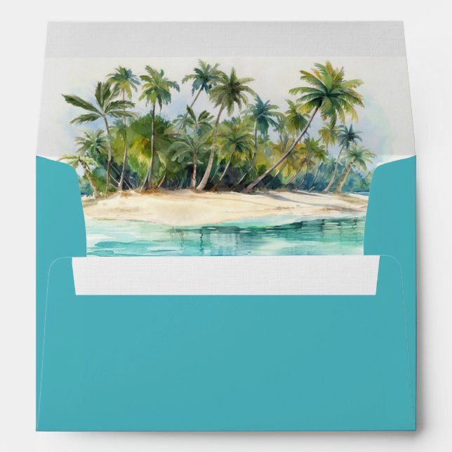 Enveloppe Paradise Island Plage tropicale Mariage (Dos (Bas))