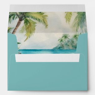 Enveloppe Paradise Palms Tropical Beach Mariage Turquoise