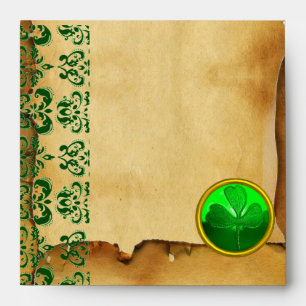 ENVELOPPE PARCHEMENT BROWN VERT AVEC SHAMROCK