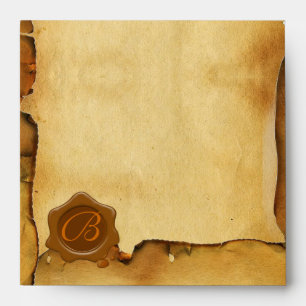 Enveloppe PARCHEMENT DE MONOGRAPHIE DE SCEAU DE CIRE Brown