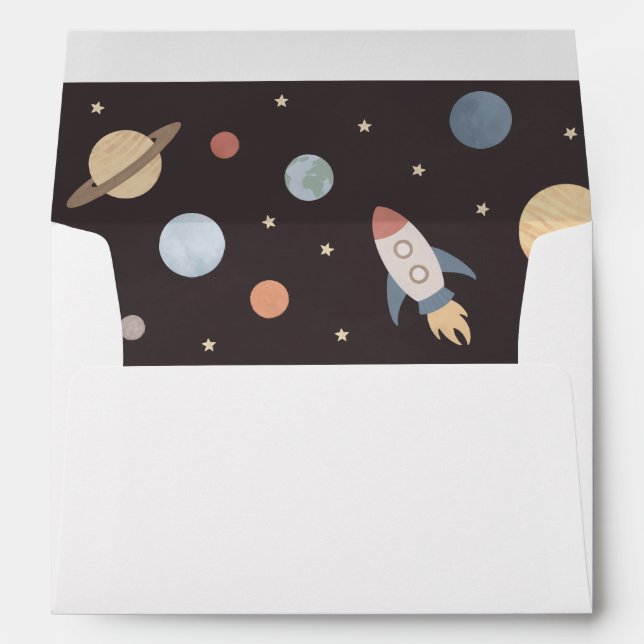 Enveloppe Partie d'anniversaire de l'espace extra-atmosphéri (Dos (Bas))