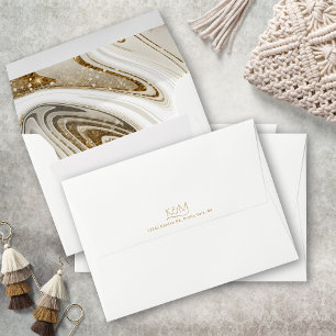 Enveloppe Parties scintillant Abstraite Strata Mariage Ivory