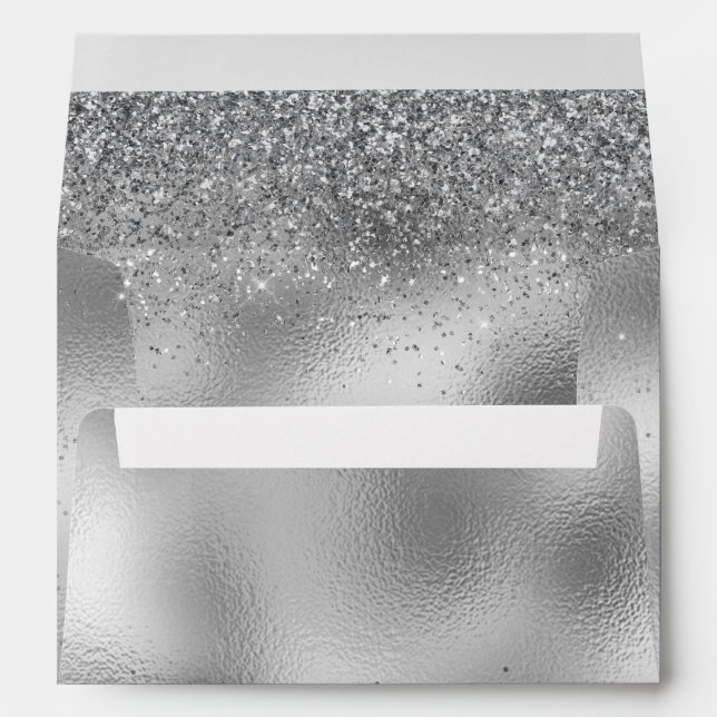 Enveloppe Parties scintillant Argent Faux (Dos (Bas))