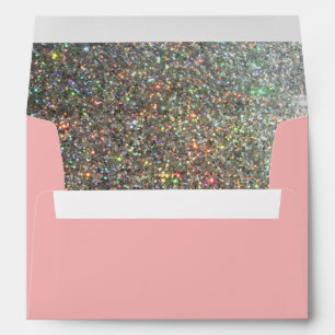 Enveloppe Parties scintillant argentée et étincelle rose pâl