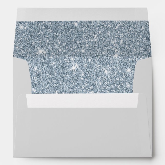 Enveloppe Parties scintillant bleue Dusty Mariage argent (Dos (Bas))