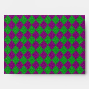 Enveloppe Parties scintillant de diamants violet et vert