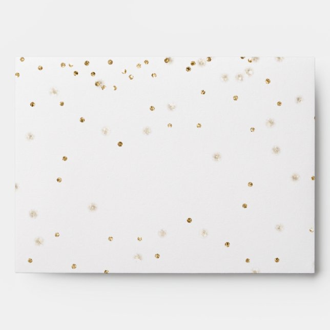 Enveloppe Parties scintillant d'or blanc confetti étincelant (Devant)