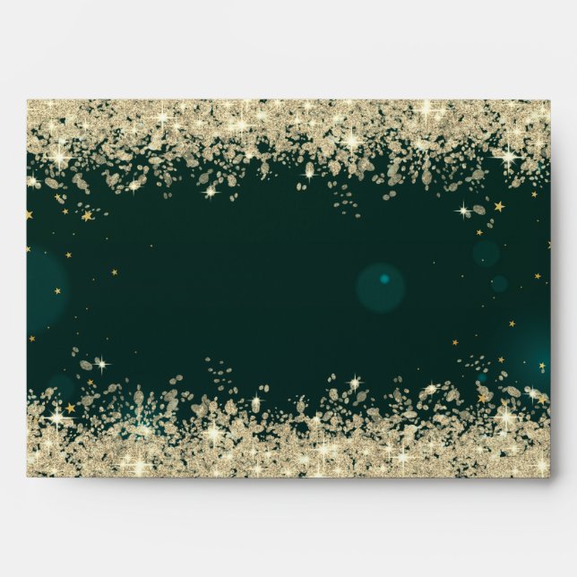 Enveloppe Parties scintillant d'or Confetti Green (Devant)