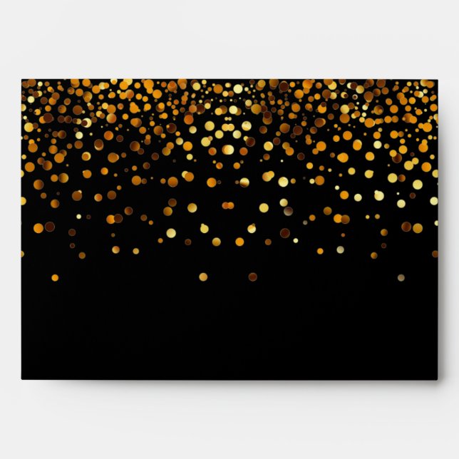 Enveloppe Parties scintillant d'or Confetti Sparkles Noir (Devant)