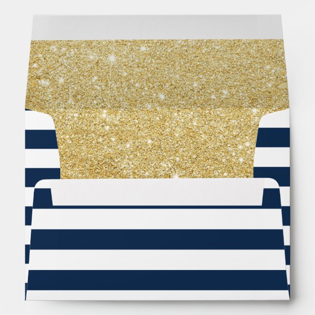 Enveloppe Parties scintillant d'or élégante de la marine mod (Dos (Bas))