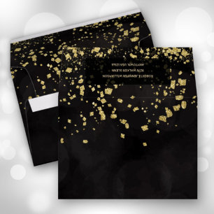 Enveloppe Parties scintillant d'or Flakes sur noir