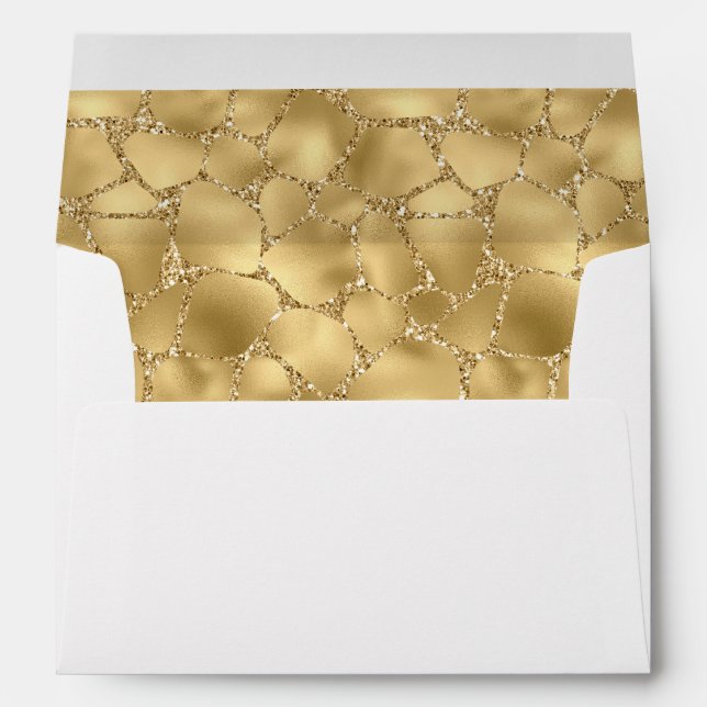Enveloppe Parties scintillant d'or - Impression de girafe (Dos (Bas))