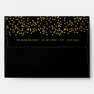Enveloppe Parties scintillant d'or noir boule de neige point