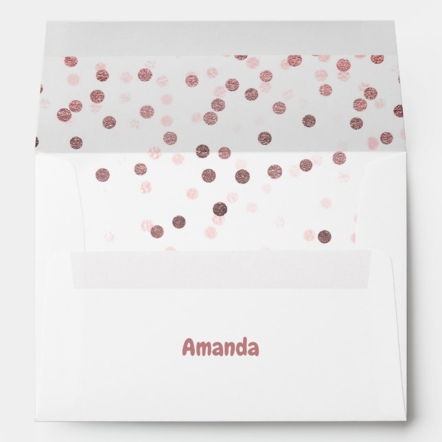 Enveloppe Parties scintillant d'or rose Confetti (Dos (Bas))