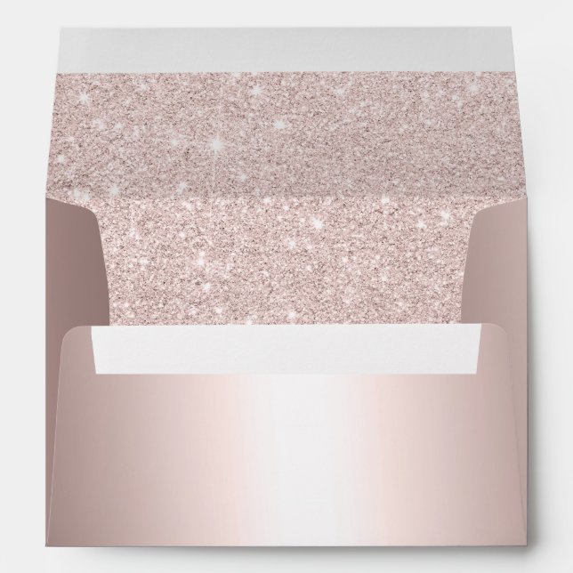 Enveloppe parties scintillant d'or rose ombre mariage métall (Dos (Bas))