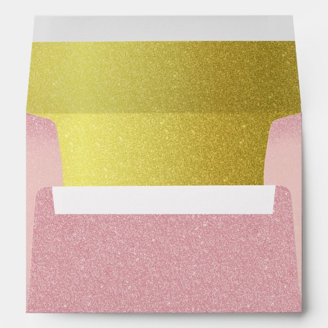 Enveloppe Parties scintillant d'or rose pâle étincelle de jo (Dos (Bas))