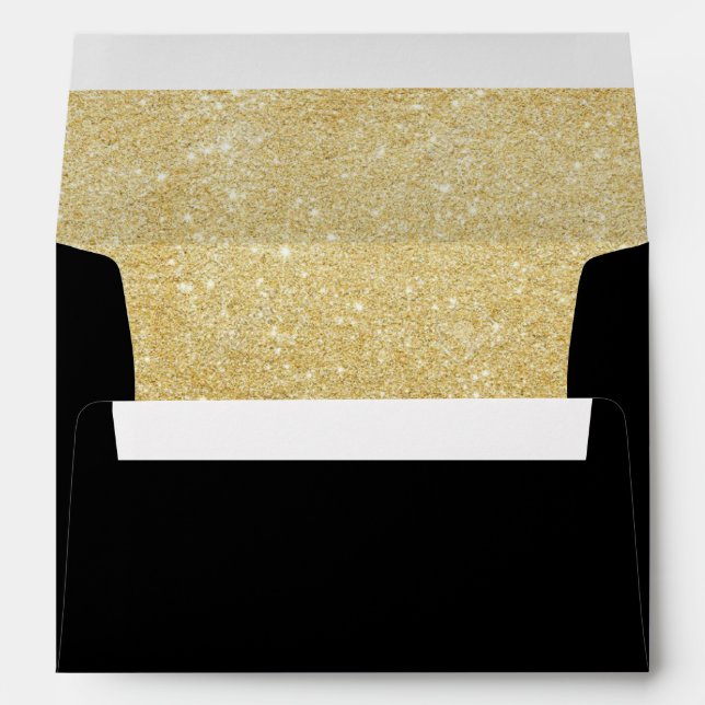 Enveloppe Parties scintillant d'or Simple moderne Noir & Or  (Dos (Bas))