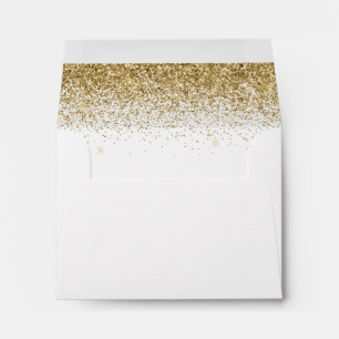 Enveloppe Parties scintillant Dusty Blue & Gold Mariage RSVP