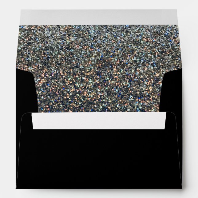 Enveloppe Parties scintillant en argent et Invitat (Dos (Bas))