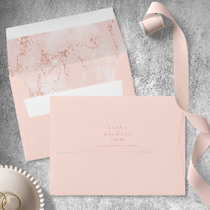 Enveloppe Parties scintillant en pierre Rose Mariage Gold ID