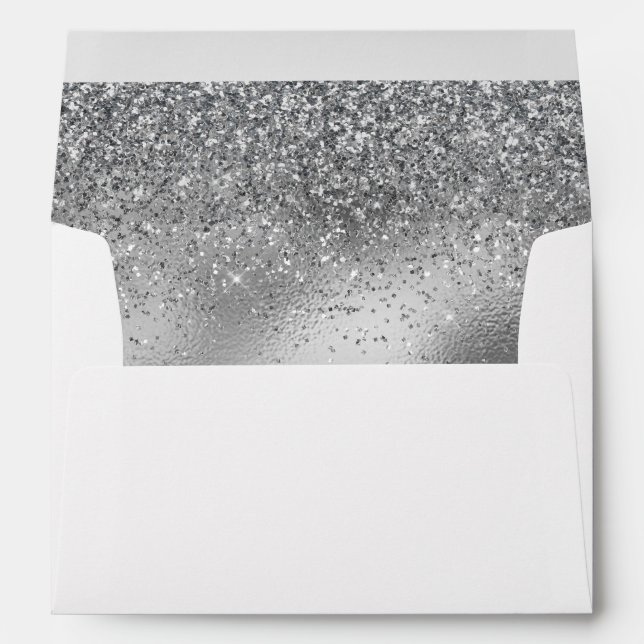 Enveloppe Parties scintillant étincelante en verre d'argent (Dos (Bas))