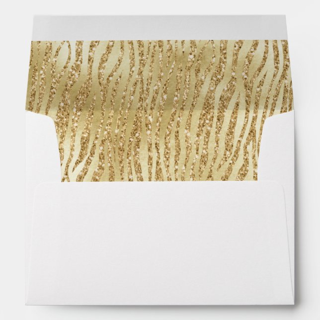 Enveloppe Parties scintillant Glam Or Zebra Print (Dos (Bas))