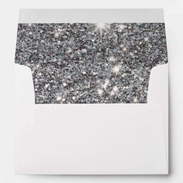 Enveloppe Parties scintillant Glam Silver (Dos (Bas))