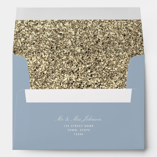 Enveloppe Parties scintillant Gold et Dusty Blue 5x7 (Dos (Bas))