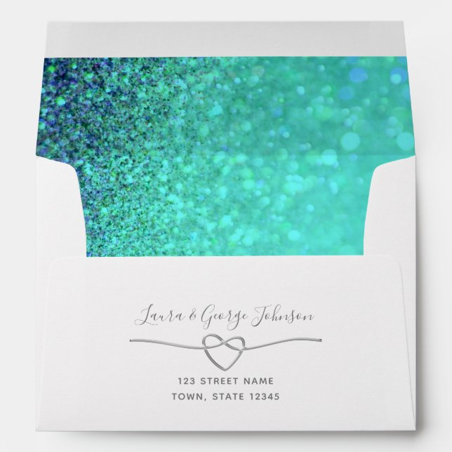 Enveloppe Parties scintillant Mariage bleu Adresse de retour (Dos (Bas))