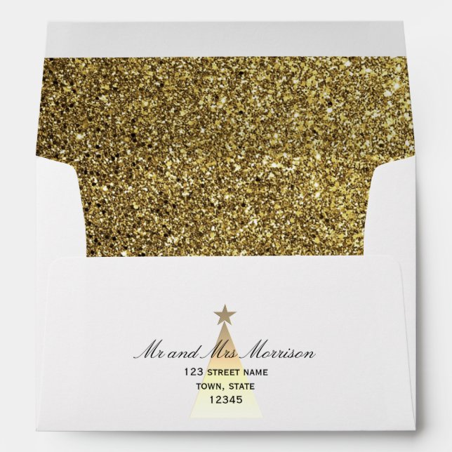 Enveloppe Parties scintillant Mariage de Noël Gold (Dos (Bas))