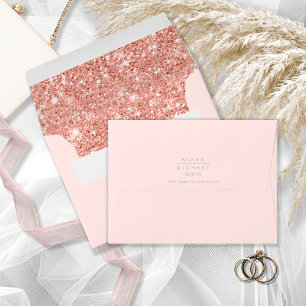 Enveloppe Parties scintillant Mariage Rose Gold ID816