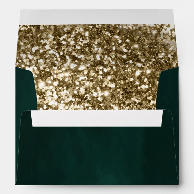 Enveloppe Parties scintillant Or antique Emerald Green (Dos (Bas))