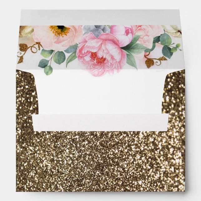 Enveloppe Parties scintillant or et Mariage de automne de fl (Dos (Bas))