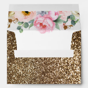 Enveloppe Parties scintillant or et Mariage de automne de fl