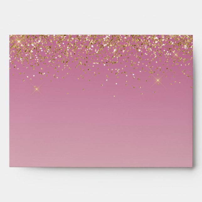 Enveloppe Parties scintillant Or Ombre rose (Devant)