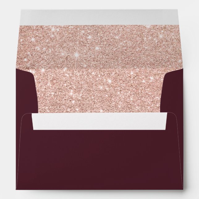 Enveloppe parties scintillant or rose rose bordeaux mariage  (Dos (Bas))