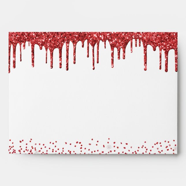 Enveloppe Parties scintillant rouge sang coulant vampire bla (Devant)