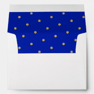 Enveloppe Parties scintillant Royal Blue Gold Polka Dot Moti