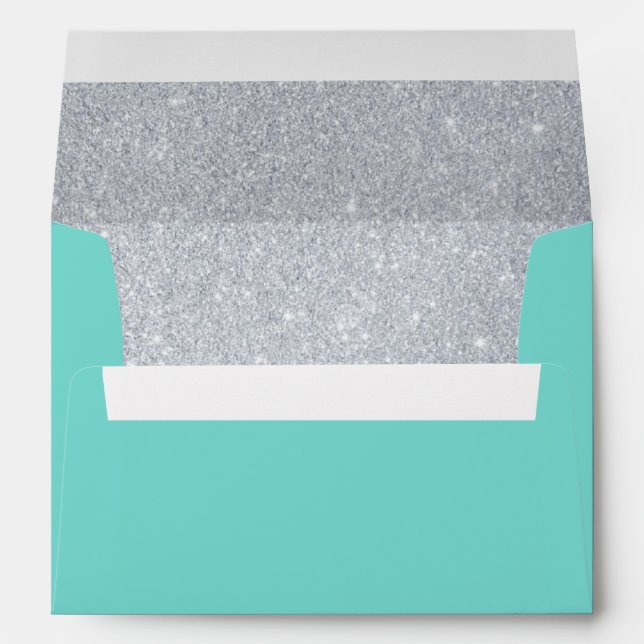 Enveloppe Parties scintillant turquoise et argent (Dos (Bas))