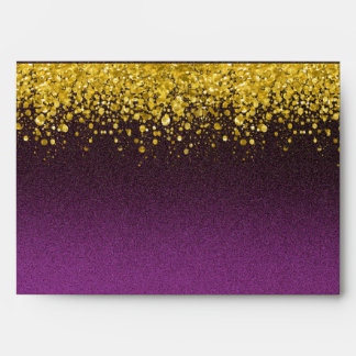 Enveloppe Parties scintillant violet et or