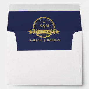 Enveloppe Passeport Mariage de Destination Monogramme Bleu N