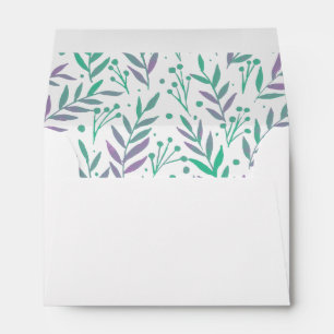 Enveloppe Pastel aquarelle branches pourpre et vert