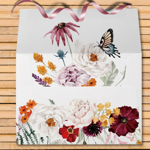 Enveloppe Pastel & Bourgogne Fleurit Moderne Invitation Flor