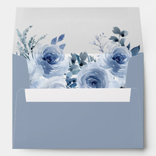 Enveloppe Pastel Dusty Blue Floral avec retour Adresse 5x7