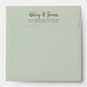 Enveloppe Pastel Green Mariage Carré d'adresse de retour