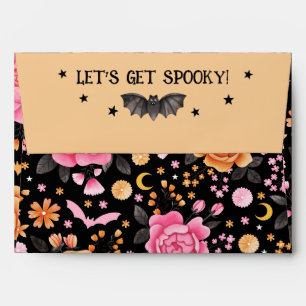 Enveloppe Pastel Halloween Bats mignons et fleurs Éffrayante