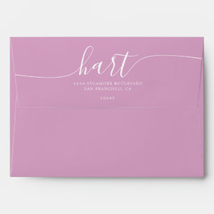 Enveloppe Pastel Lavender avec White Script Adresse de retou