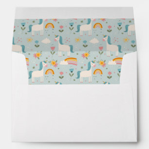 Enveloppe Pastel mignon Rainbow Unicorn Motif