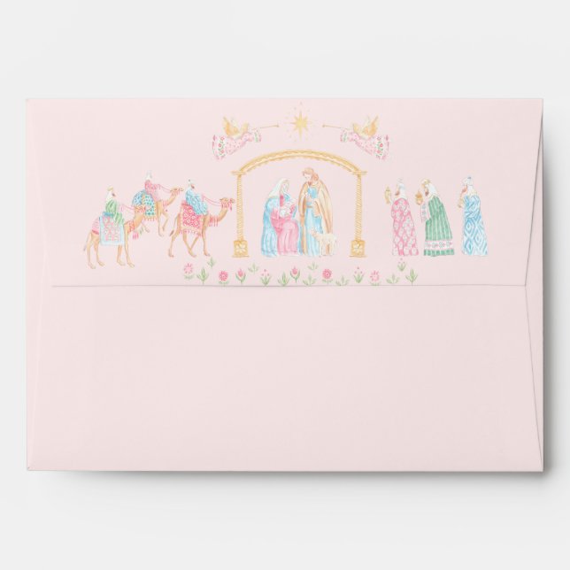 Enveloppe Pastel Nativity Christmas (Dos (Haut rabat))